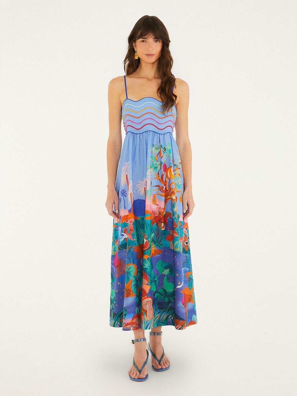 Farm Rio Multicolor Dream Landscape Sleeveless Maxi Dress